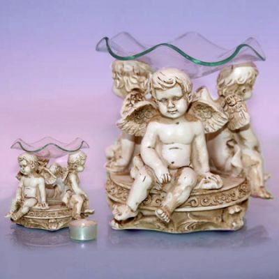 Аромалампа  Три Ангела под стеклянной чашей со свечкой 11см Китай