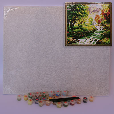 Картина раскраска A374 Река в лесу 40*50см (дерево, ткань) ― Сандаловый Дом СПб - Интернет-магазин